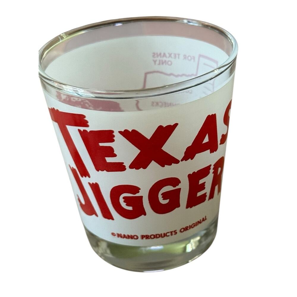 VTG Texas Jigger Whiskey Scotch Glass On The Rocks Measuring Novelty‎ Large Shot